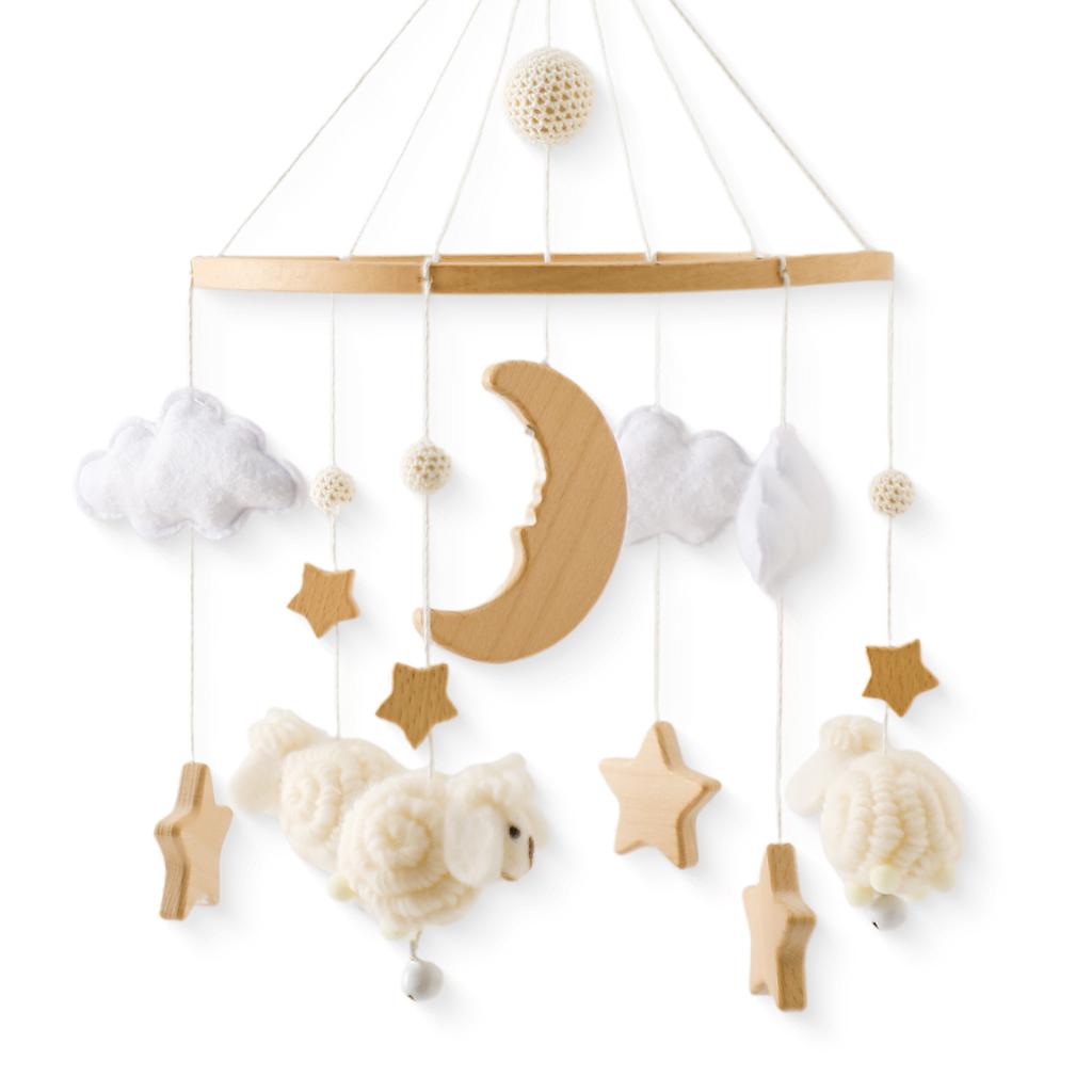 Felt Animal Crib Mobile Hanging Ornament, Baby Crib Stroller Hanging Toy, Hand-Eye Coordination Crib Bell