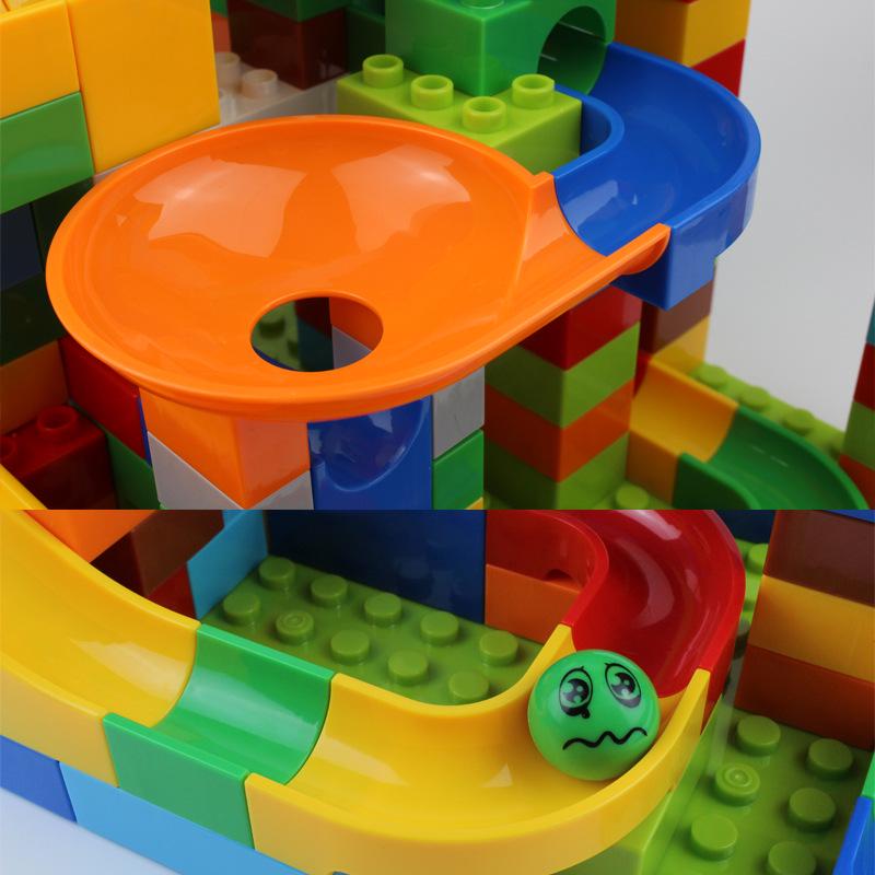 200-Piece Children's Educational Building Blocks, Compatible with LEGO Duplo, Large Bricks Ball Rolling Track Slide