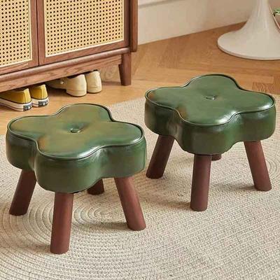 Nordische Möbel Massivholz Kleiner Hocker Veranda Schuhwechselhocker Wohnzimmer Sofa Fußhocker Kreativer Lederhocker Heimsitz