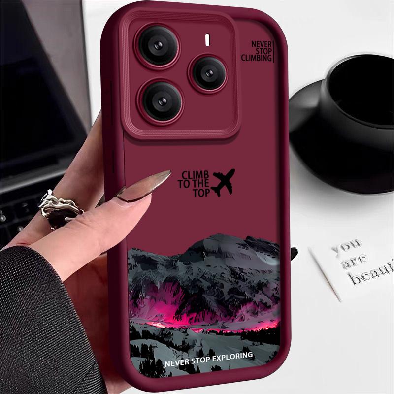 

Чохол для телефону з ТПУ з малюнком літака та гори для Xiaomi 14T 13T Poco X7 F6 Pro X6 Redmi Note 14 Pro 13 12 11 Матовий силіконовий протиударний бампер Xiaomi Poco M6 Pro 4G вина червоного кольору