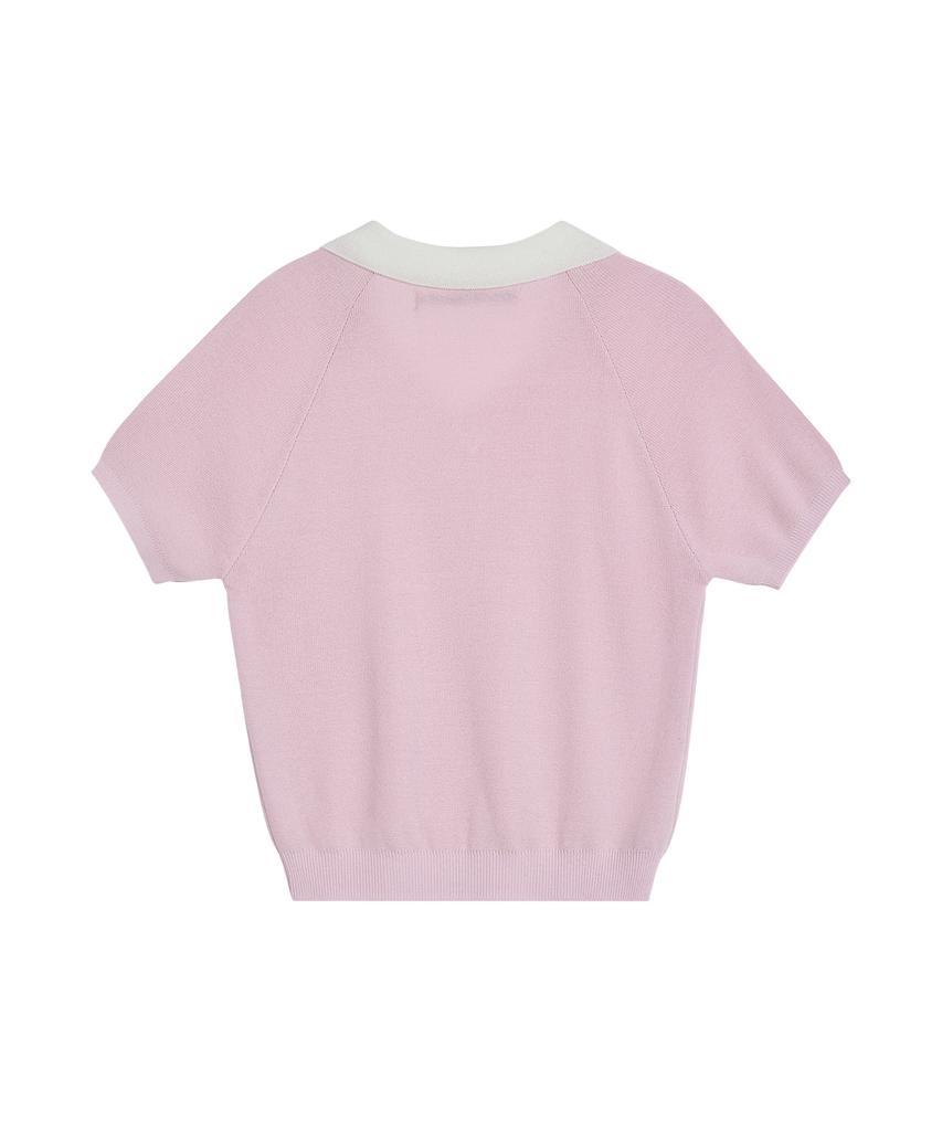 REST&RECREATION V-Neck Collar Knit Top - Pink