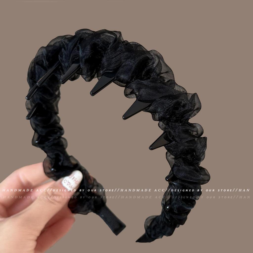 2025 Hoher Krone Schwarzes Netz Strass Stirnband - Feminines Luxus Haaraccessoire