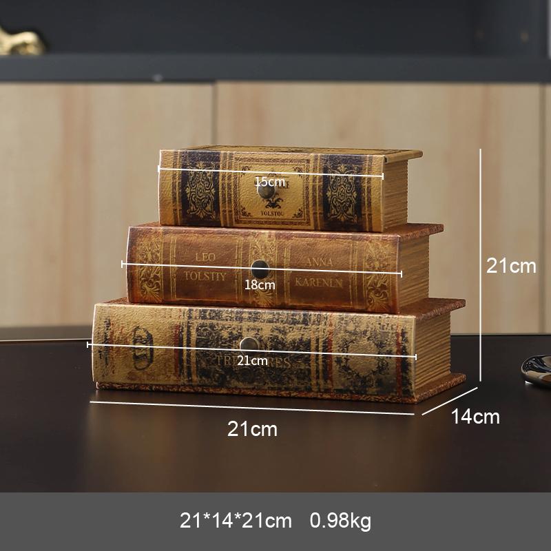 Vintage Wooden Book Shaped Storage Box Decorative Items Home Bedroom Jewelry Box Ornaments Office Study Desk Storage Accessories