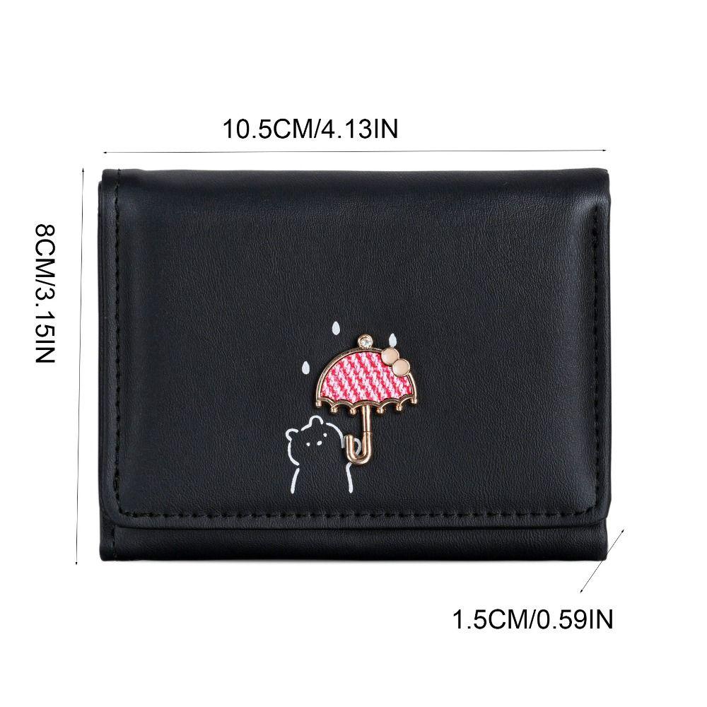 Multi-card Slot Cartoon Short Wallet Solid Color Coin Purse Cute Three Fold Card Bag  Girl