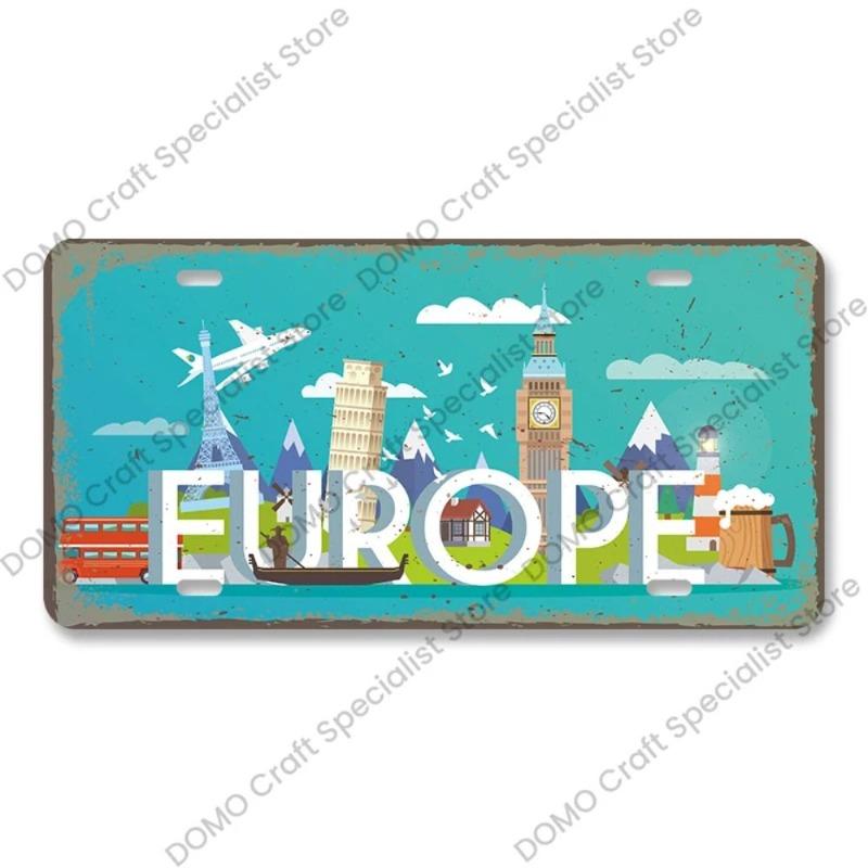 Motorcycle Souvenir License Plate, Metal Auto Wall Decor 15x30cm