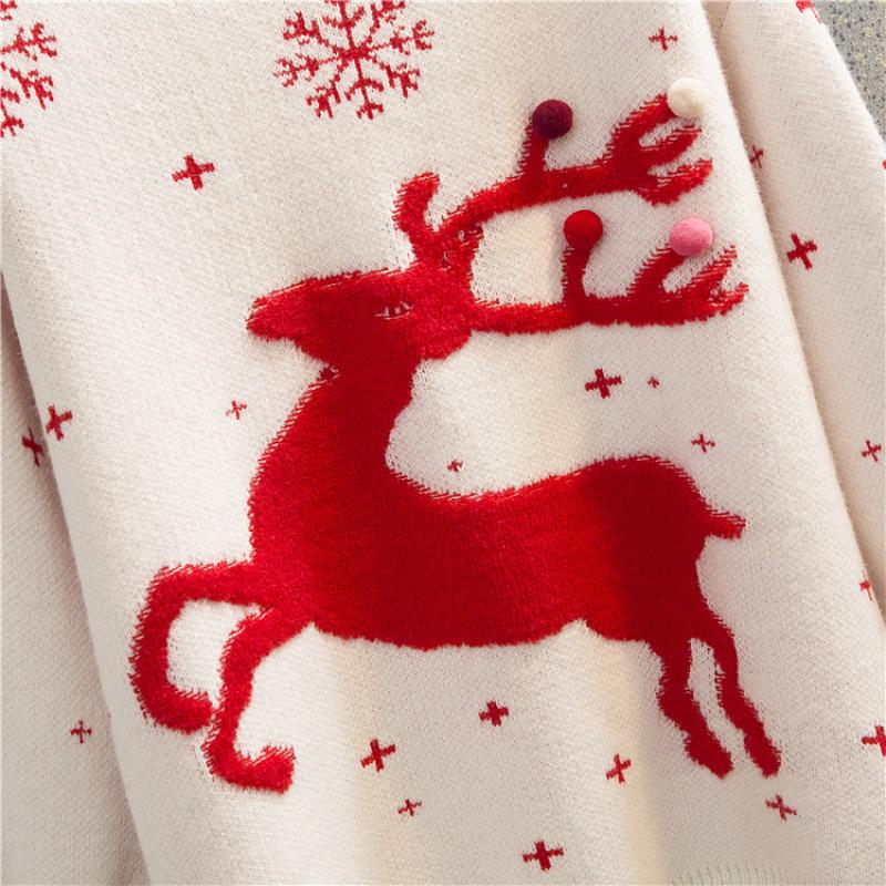 Christmas Sweater Women Christmas Deer Warm Knitted Long Sleeve Sweater Jumper Top Winter Autumn Pullovers