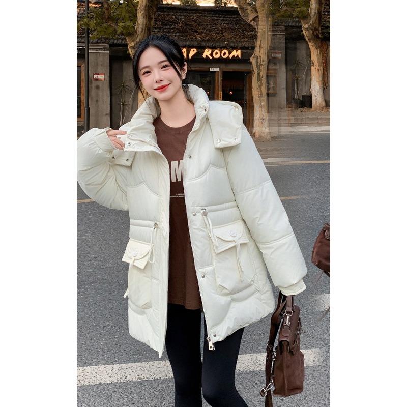 Down Jacket Women's New Winter Style Mid-length Korean Style Loose Slimming Thickened Cotton Coat