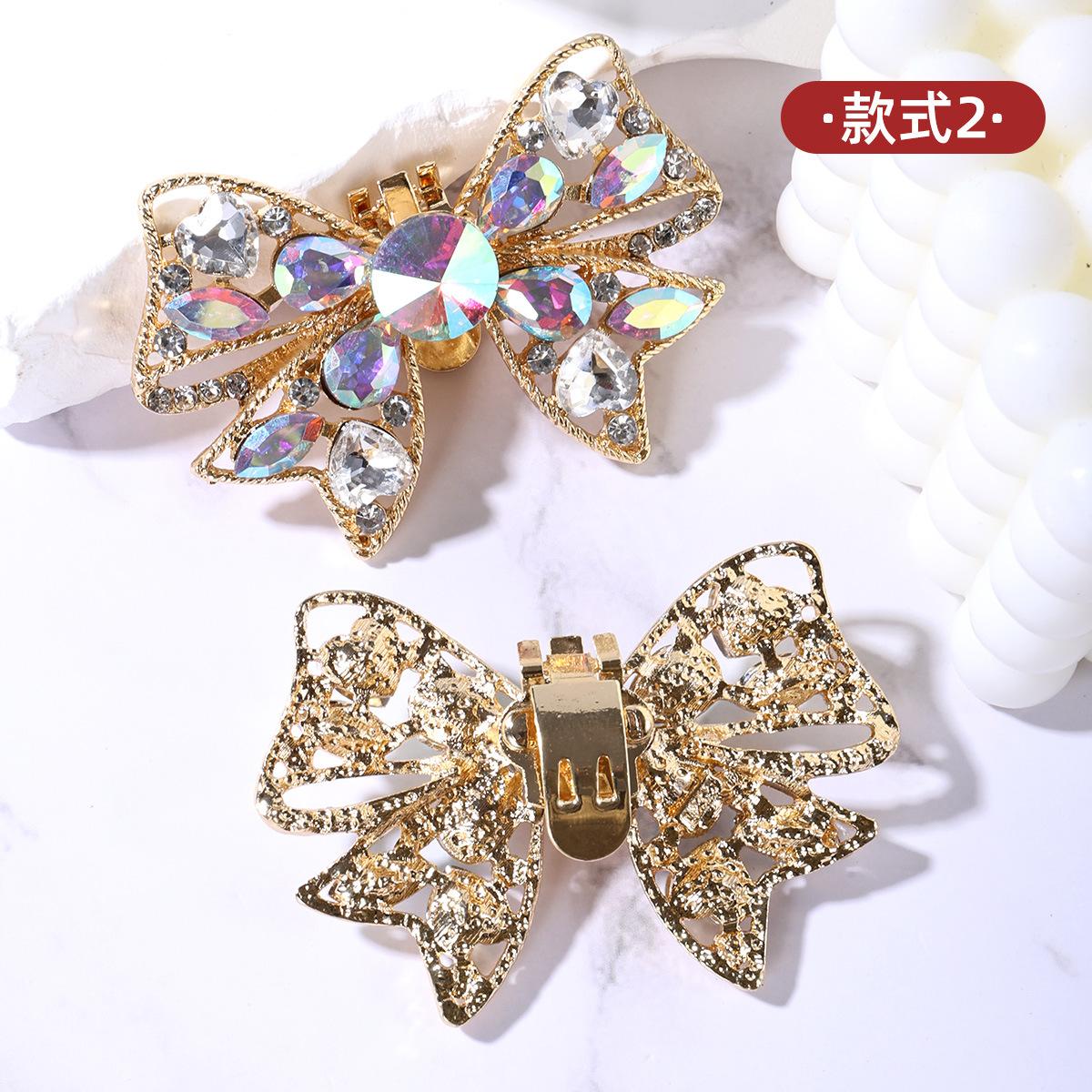 Съемная пряжка для обуви со стразами в виде банта 1 шт. One Size