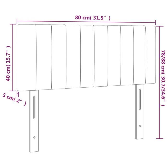 VidaXL Tête de Lit Meuble de Chambre à Coucher Accessoire de Lit Simple Tête de Cadre de Lit Intérieur Gris Foncé 80x5x78/88 346201