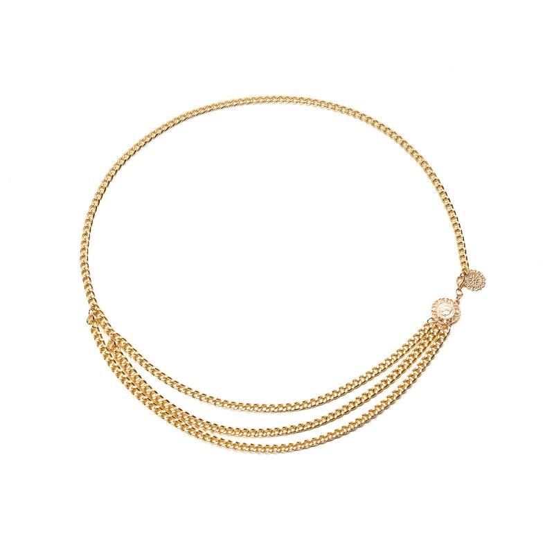 Alloy multi-layer statement body chain - queen head vintage street style waist chain