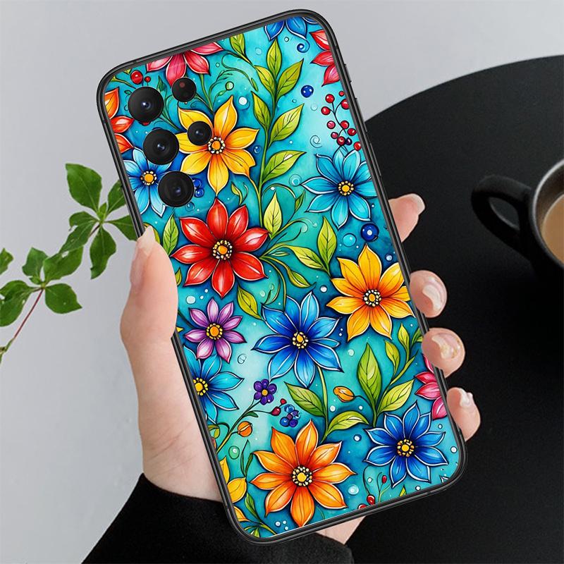 Flower Art Funda Phone Case For Samsung Galaxy S26 S25 S24 S23 S22 Ultra S23 S22 S25 Plus S24 FE S26Edge
