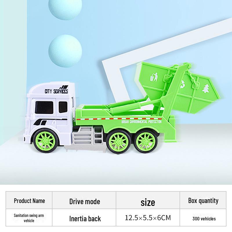 Children's Boys Garbage Truck Toy Set: Inertia Car & Fire Truck