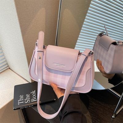 Karierte tragbare kleine quadratische Tasche Damen neuartiges Temperament Nische hoher Sinn täglich pendelnde Umhängetasche