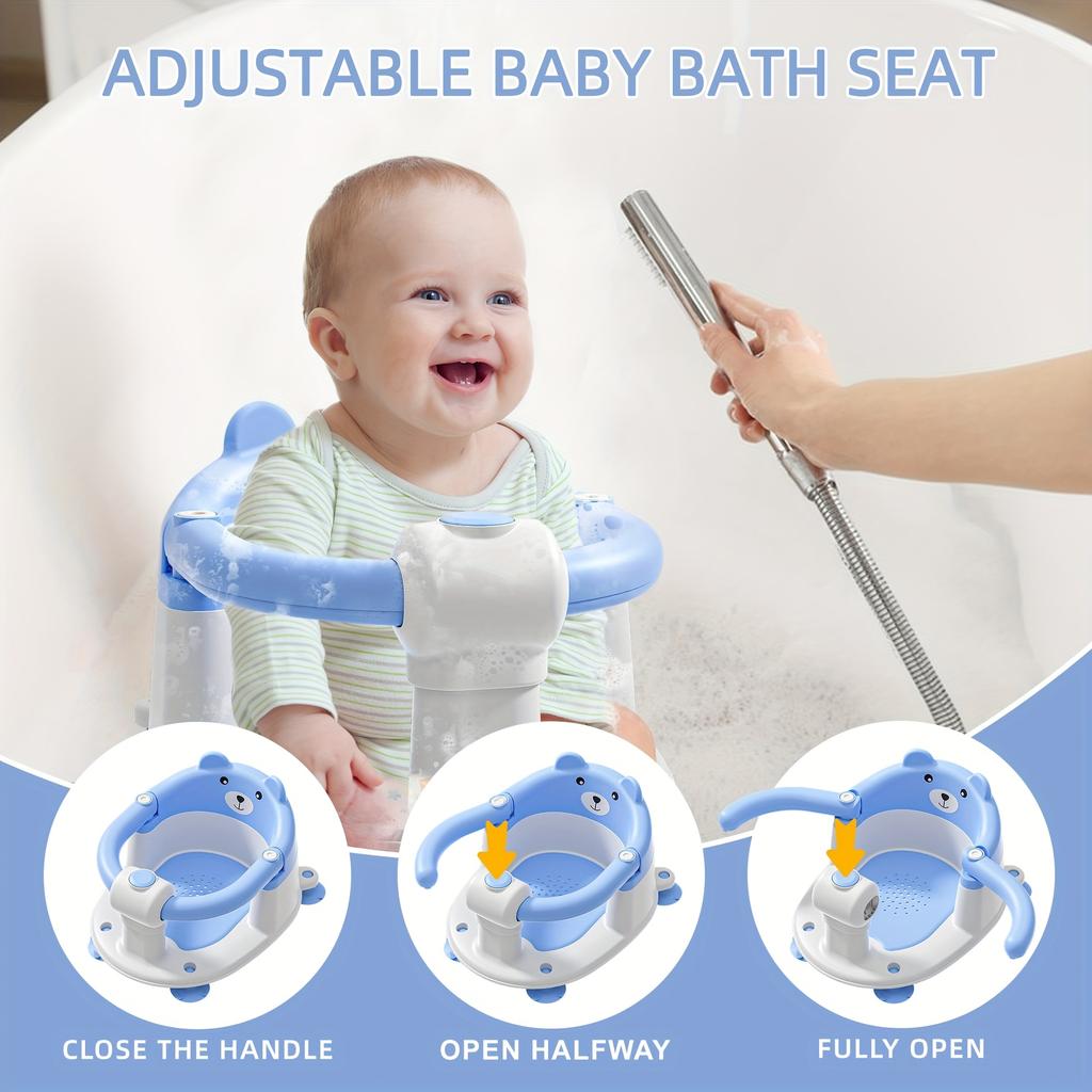 Baby Bath Seat For Babies 6 Months & Up, Toddler Bath Seats For Babies Sitting Up, Non-Slip Infant Bath Tub Chair With 4 Suction