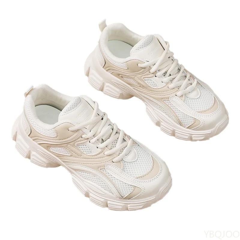 Fashion Women's Thick Soled Sneakers Fashion Comfortable Dad Shoe Casual Lace Up Mesh Shoes Light Breathable Ladies Shoes Zapatos Mujer