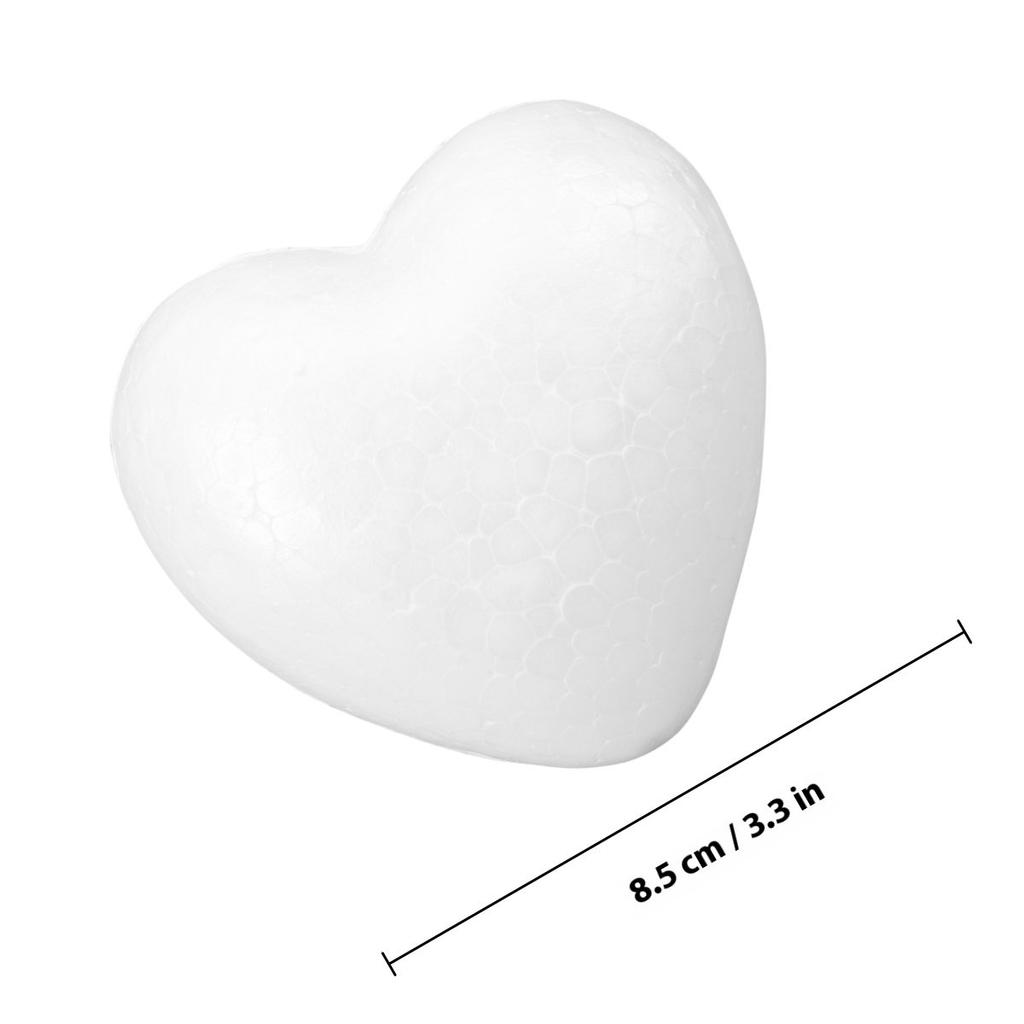 5Pcs White Polystyrene Heart Balls 8.5cm DIY Craft Hearts for Wedding Decor Valentine's Day Baby Shower Floral Arrangements