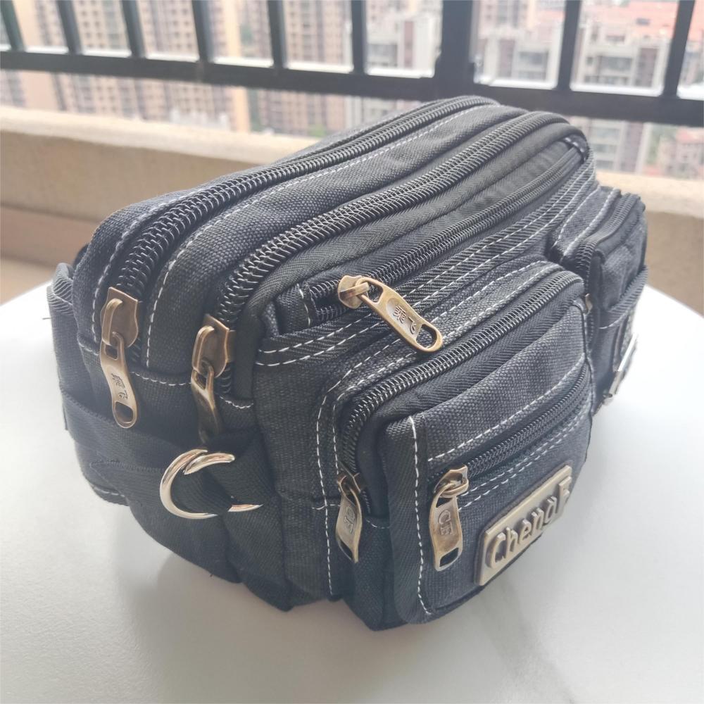 

Стильная многослойная поясная сумка на молнии, холщовая сумка-мессенджер в стиле ретро, базовая нагрудная сумка чёрный