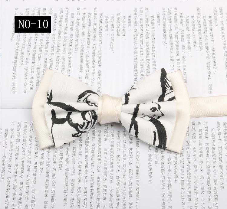 Gemusterte Fliege Herren Imitationsseide Druck Retro High-End Französisches Hemd Amtlich Fotografie Hochzeit Schleife Kragen