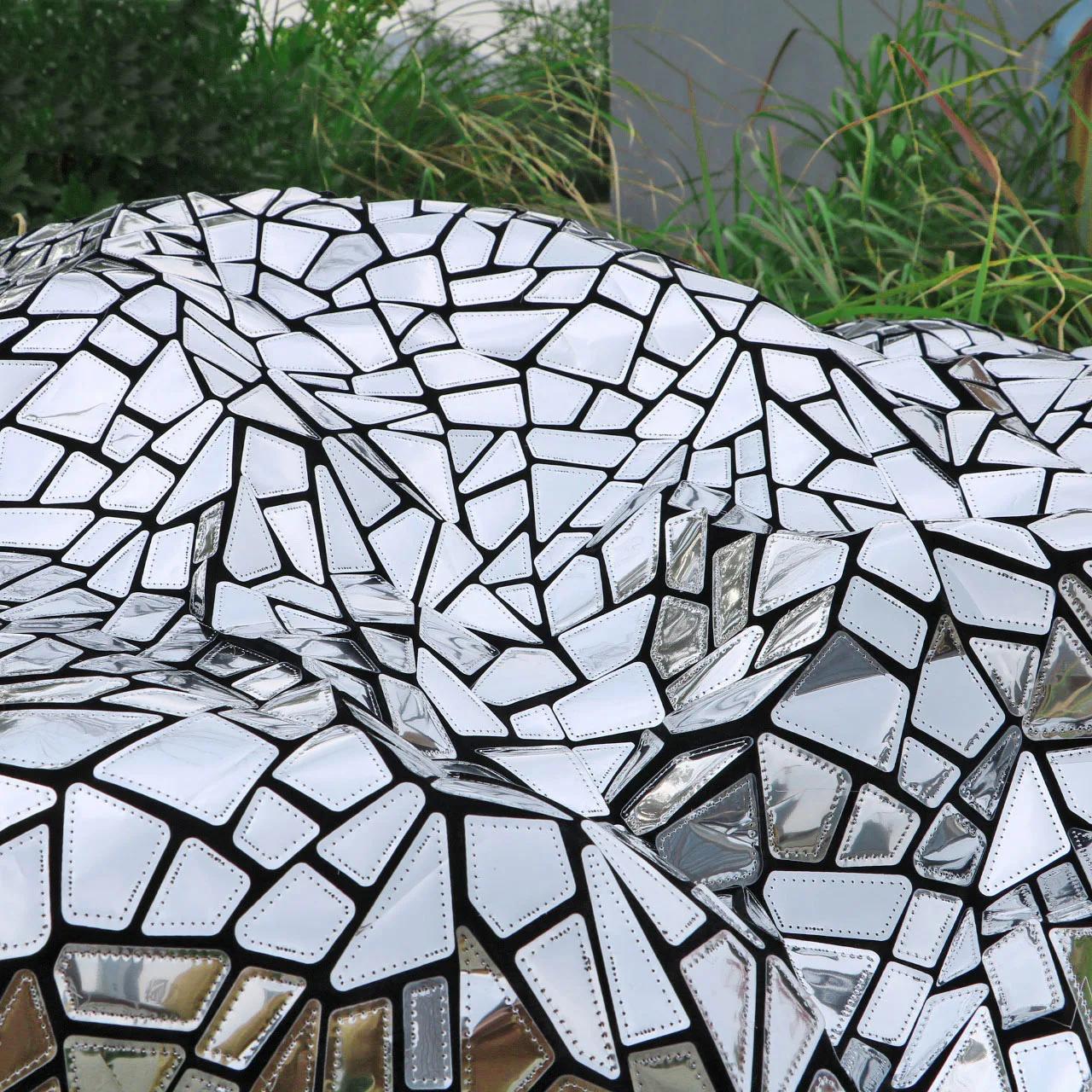 

1x1.2M ромбовидная лазерная блестящая полиэстеровая бархатная ткань, вышивка блестками, дизайнерские ткани для самостоятельного изготовления сценических костюмов 100x120cm