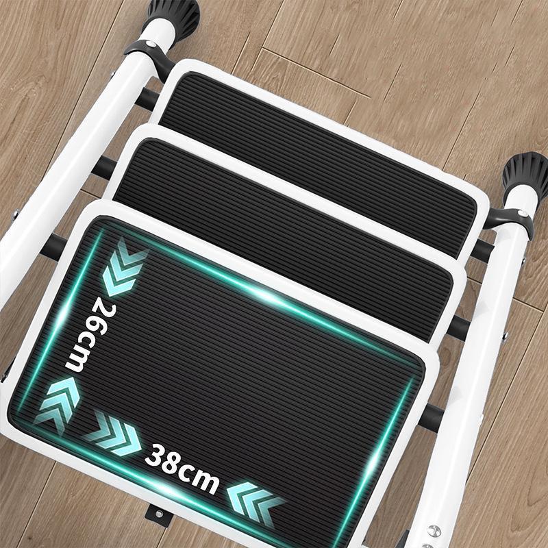 Portable A-frame Ladder with Tool Tray and Handrail, Wide Pedal for Indoor Use