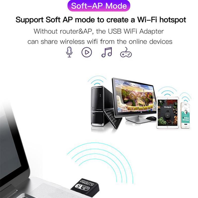 

1300 Мбит/с USB-адаптер Wi-Fi Usb3.0 Ethernet ПК Сетевой приемник сигнала переменного тока