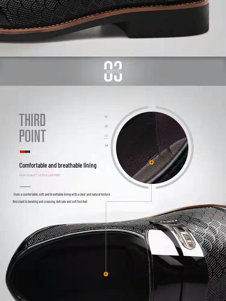 TEMU Men's Autumn/Winter Formal Leather Slip-On Shoes, Pointed Toe, for Business or Wedding.
