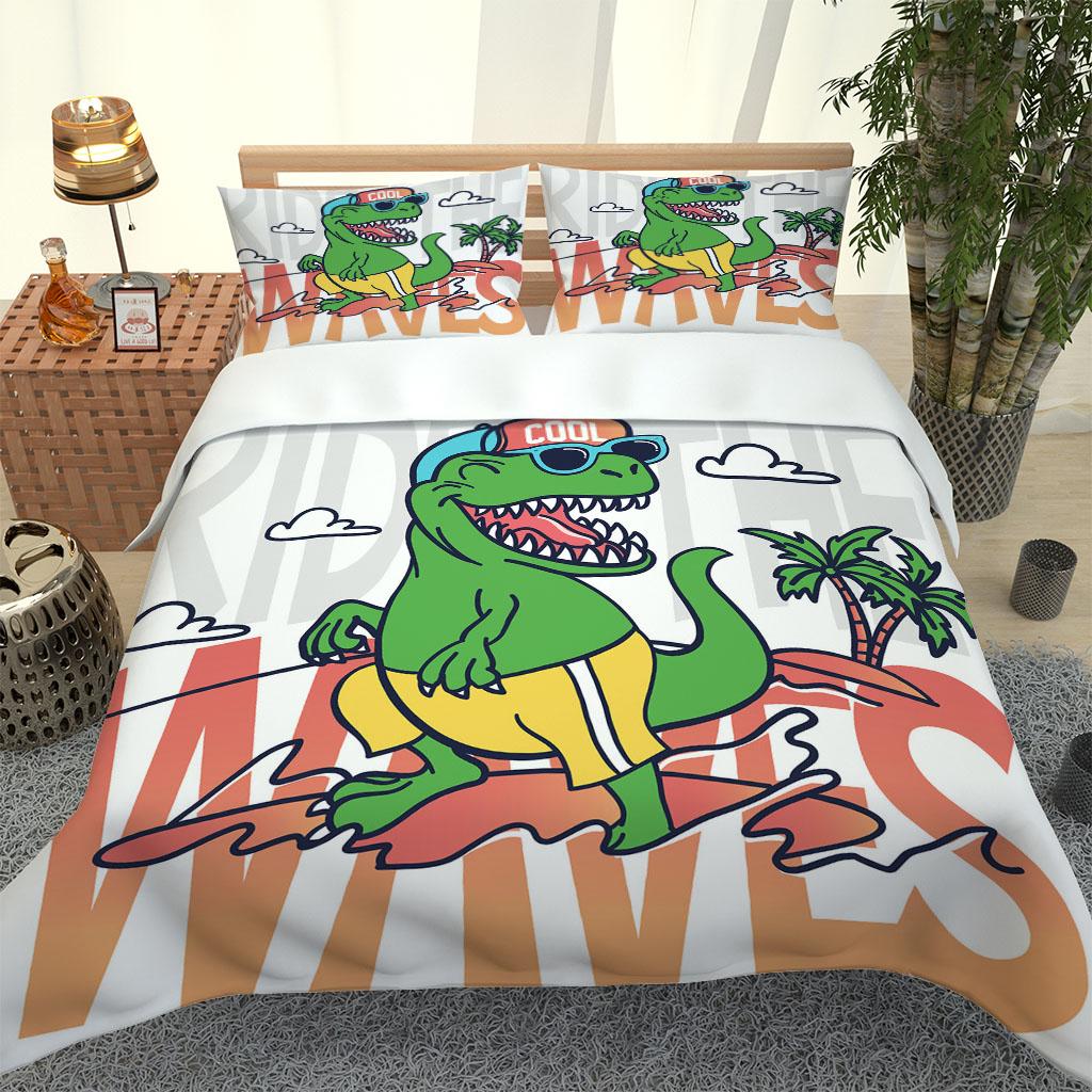 Full Double Bed Set Animal Dinosaurs 3D Duvet Cover King Queen Funny Bedding Set Kids Girls Polyester Cover 2 Pillowcase