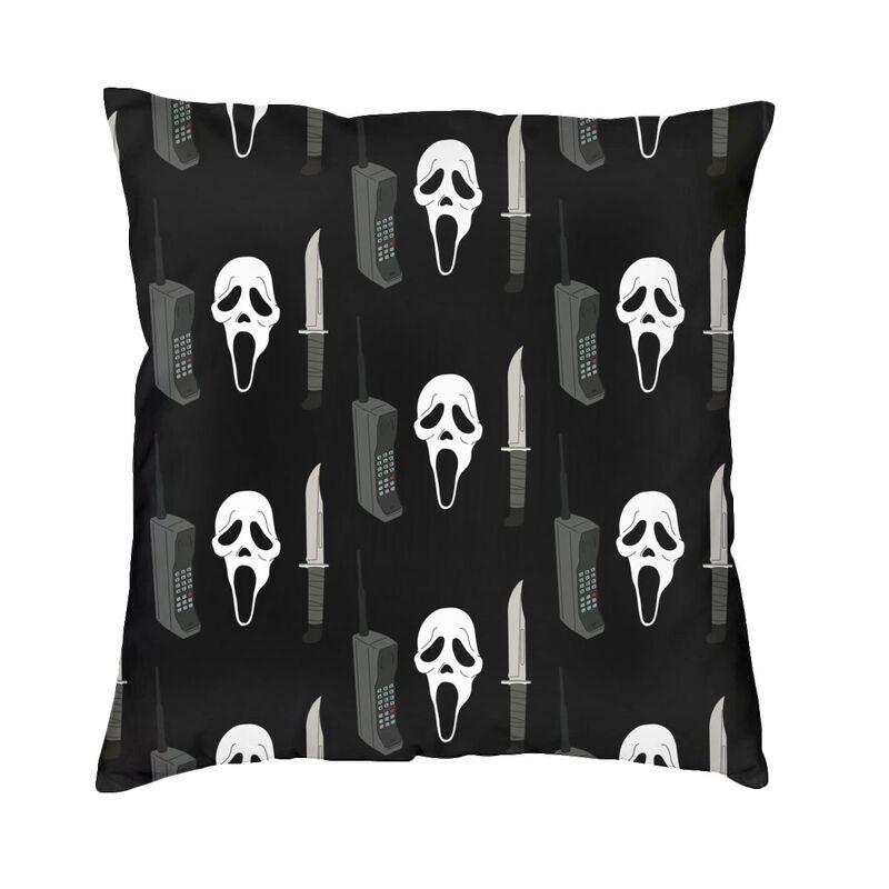 Scream Ghostface Dekokissenbezug, Schlafzimmerdekoration, Halloween-Horrorfilm-Kissen für Sofa, quadratischer Kissenbezug Dakimakura