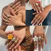 Vintage Flower Pearl Gold Plated Adjustable Ring Set for Women Open Finger Elegant Design  for Gifts and Special Occasions