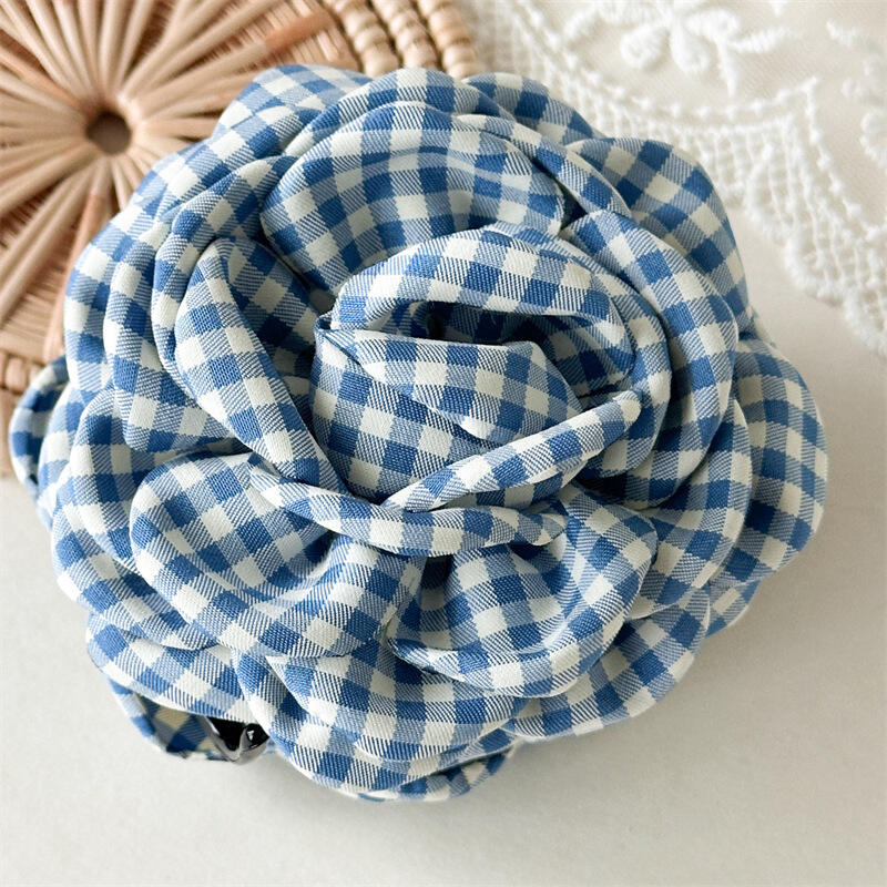 Elegante Karoblumen-Klaue Mode Pferdeschwanz-Haarnadeln Spangen Haiklammer Strand-Haarspange Für Damen Haarschmuck Neu
