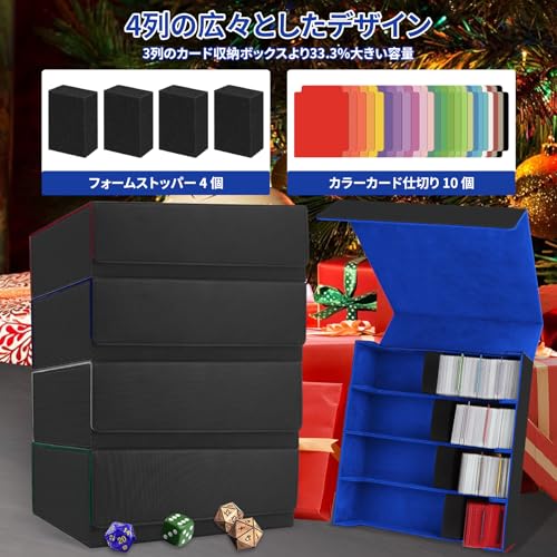 HIMOMO Deck Case, Holds Over 3200 Cards, 4 Columns, Magnetic Loader, PU Leather Vertical Game Card Box with 24 Compartments, Premium Magnetic Storage