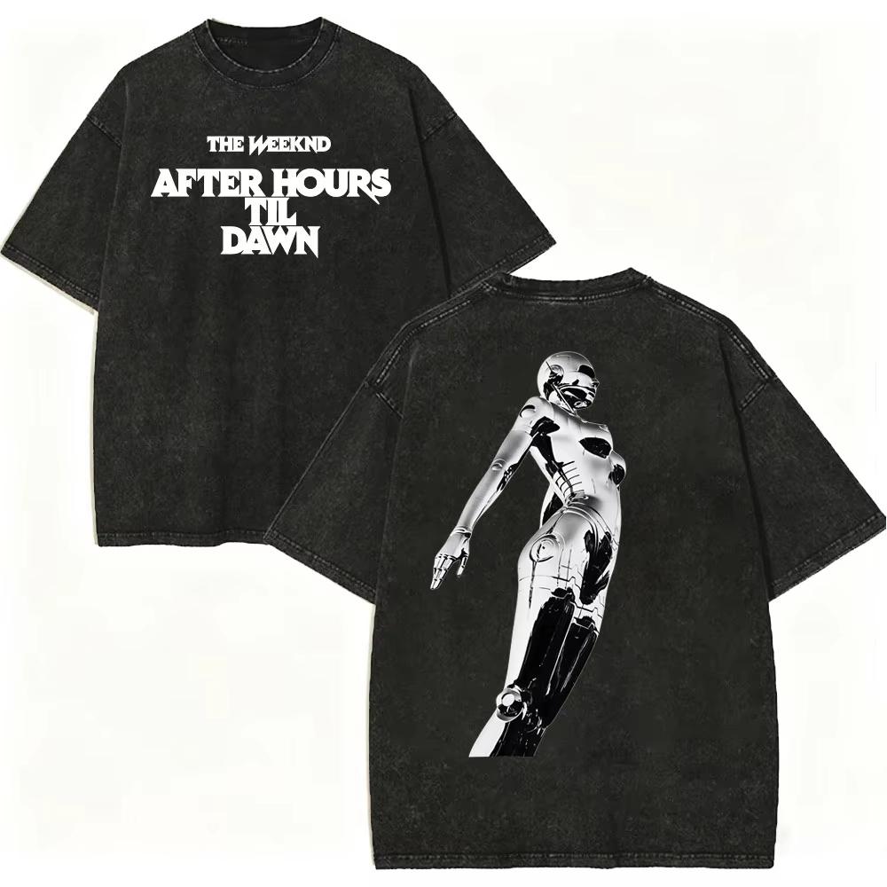 2026 Summer Hot Sale Vintage Washed Rapper The Weeknd Graphic T Shirts After Hours Til Dawn Tour T-shirt Men Women Vintage Streetwear Oversized Tshirt