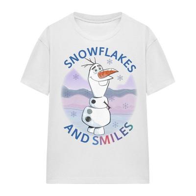 Womens/Ladies Snowflakes And Smiles Olaf T-Shirt