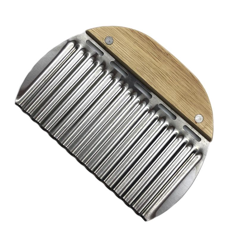 Creative Wavy Potato Slicer & Shredder with Wooden Handle - Multifunctional Kitchen Tool for Fruits & Vegetables