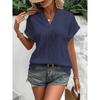 Καλοκαιρινό γυναικείο πουκάμισο Casual Hollow Jacquard V γιακά Φαρδύ κοντομάνικο