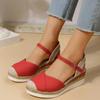 Sandali con zeppa a punta chiusa da donna Sandali estivi da donna con cinturino e fibbia Scarpe gladiatore Espadrillas alla moda Sandali con plateau Donna