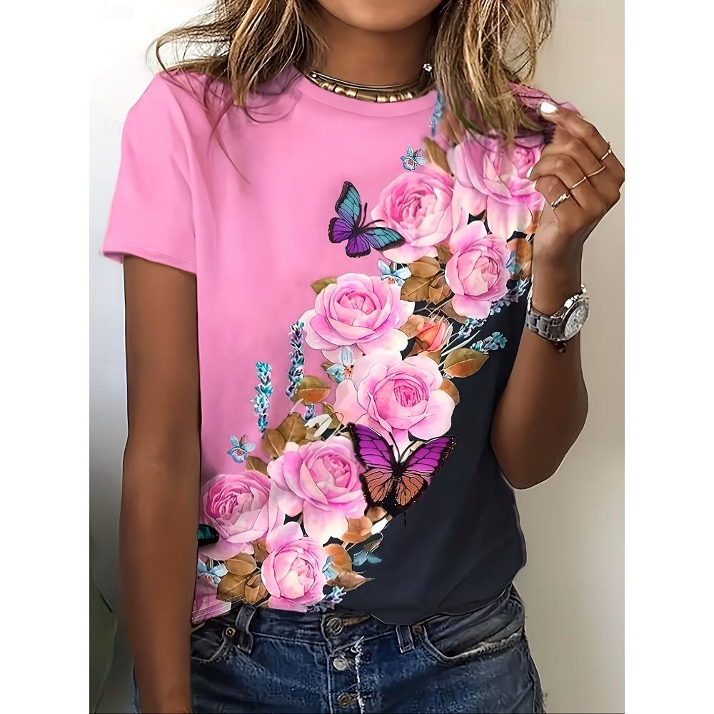 Women's T Shirt Print Floral Graphic Plants Vintage Stylish Classic Short Sleeve Top