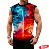 Flashing Lightning Pattern Tank Top For Men Cool 3d Printing T Shirts Summer Casual Sleeveless Tees Street Loose Tank Tops