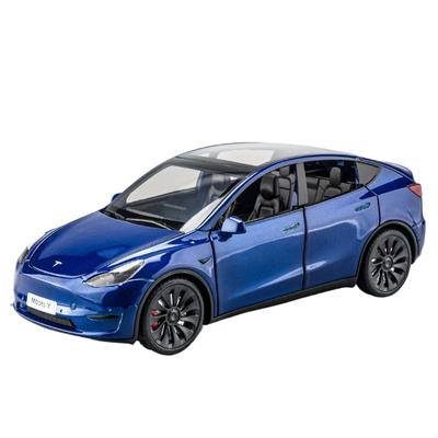 1/24 Tesla Model Y mit Ladesäule, Legierungsauto, Druckguss-Spielzeugautomodell, Ton und Licht, Sammlerstück für Kinder, Geschenk