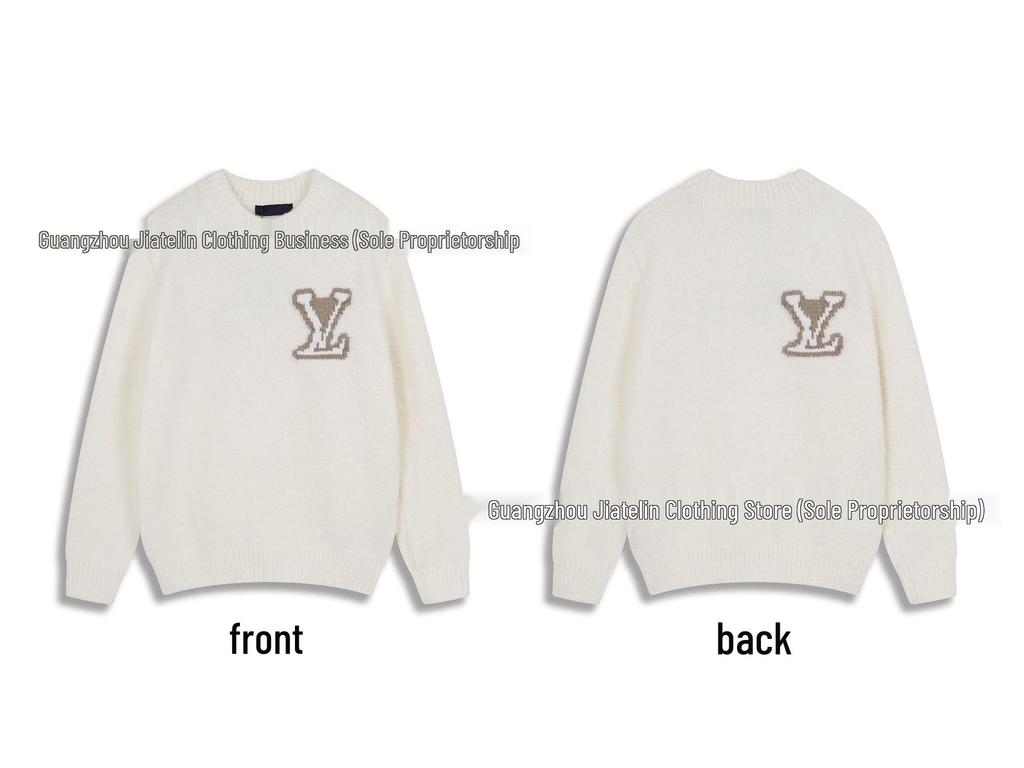 Correct Version LV Plaid Knit Sweater: Unisex Fashionable Loose Pullover