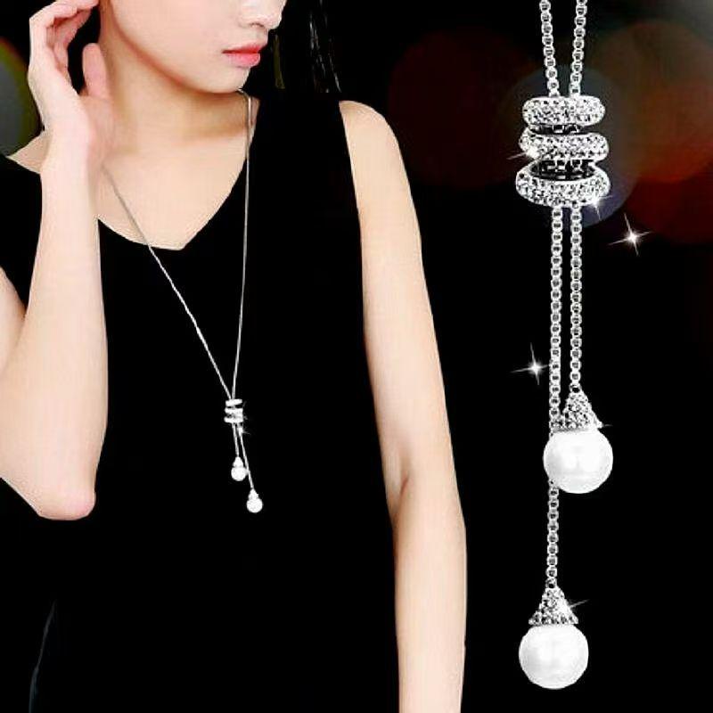 

Chic Pull-Out Sweater Necklace for Women: High-End, Versatile, Light Luxury with Tassel & Pearl, Perfect for Autumn/Winter. Electroplated