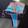 Sexig Ribbad Bikini Set Micro Bikinis 2024 New Chain Baddräkt Dam Badkläder Brasiliansk Baddräkt Biquini Vit Orange