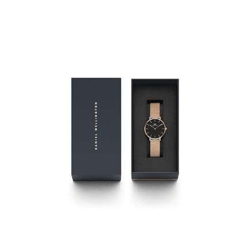 [Official Shop/2-Year Warranty/Authentic Import] Daniel Wellington DW Women's Petite Melrose Black 28mm Watch, Stylish, Popular, Cute Mesh Watch, Perf