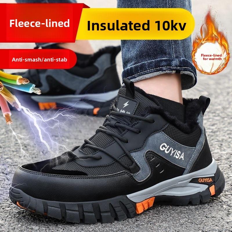 Safety Sneakers for Men Woman Winter Steel Toe Boots Thickened Warm Woman Fleece-lined Anti-smashing Work Shoes Protective 36-46