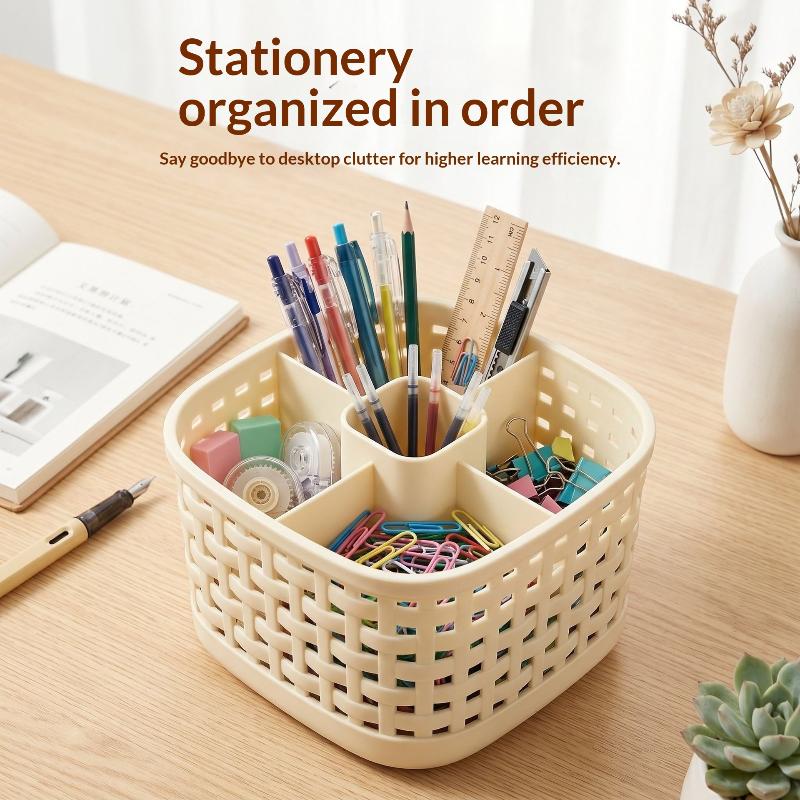 5-Compartment Open-Top Desktop Organizer,Cosmetics Storage Box,Five-Compartment Pen Holder,Multi-Functional Pencil Storage Box