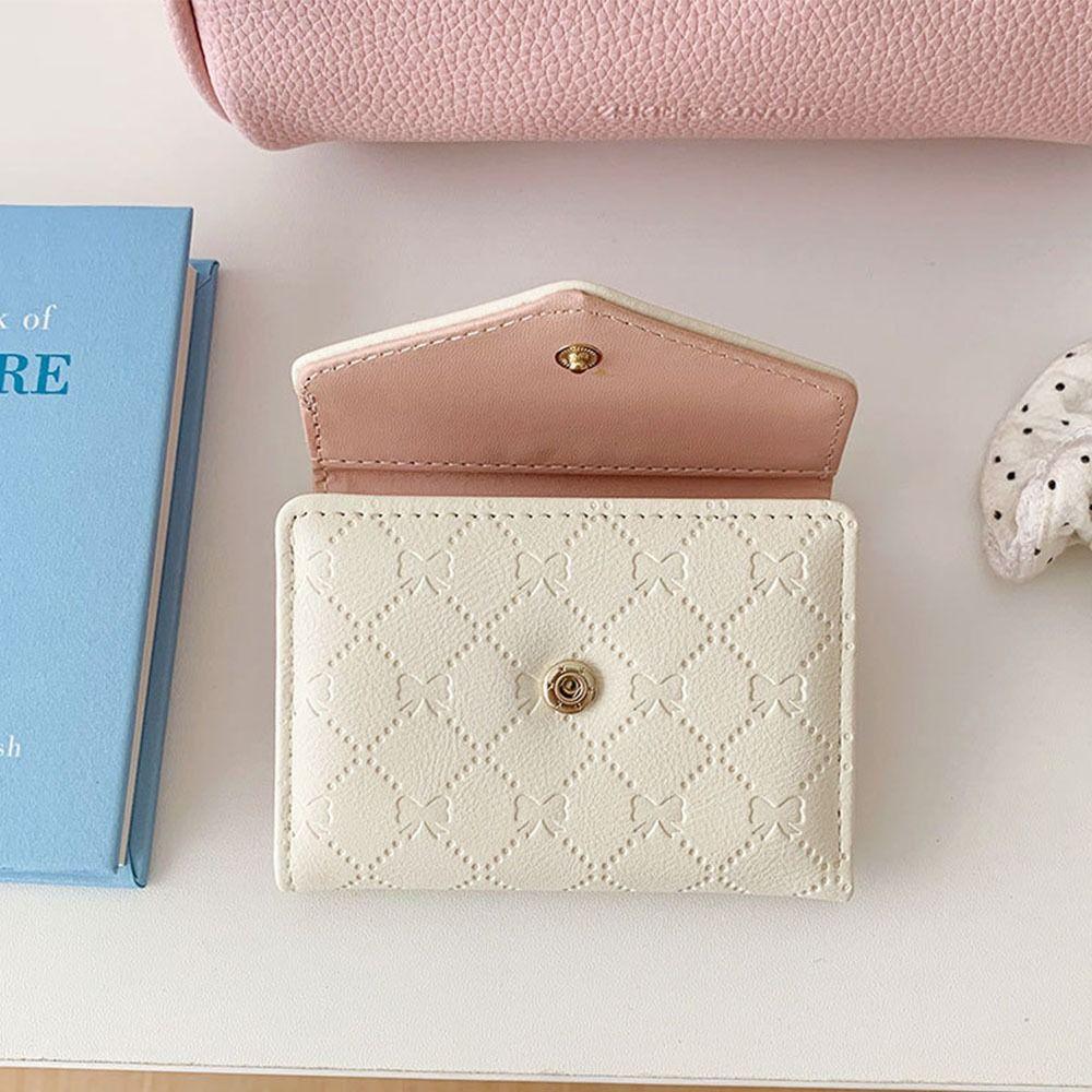 Korean Style Bow Short Wallet Tri-fold Portable Women's Wallets Coin Purse Gifts