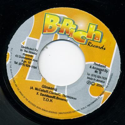 Płyta 7-calowa T.O.K. - Ginseng ŻADEN B-Rich Records 2000 Jamajka Reggae, Ska & Dub Używany