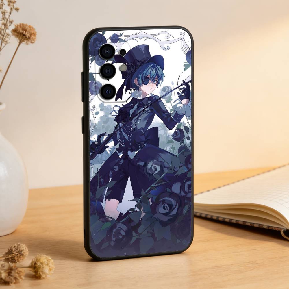 Black Butler Ciel and Sebastian Phone Case Black Silicone Soft For Samsung S25,S24,S21,S22,S23,S30,Ultra,S20,Plus,Fe,Lite
