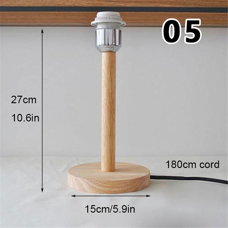 Circular Solid Wooden Base Holder with Cord On Off Switch for Table Lamp,plug In E27 Lamp Bedside Lamp Holder for Home Lighting