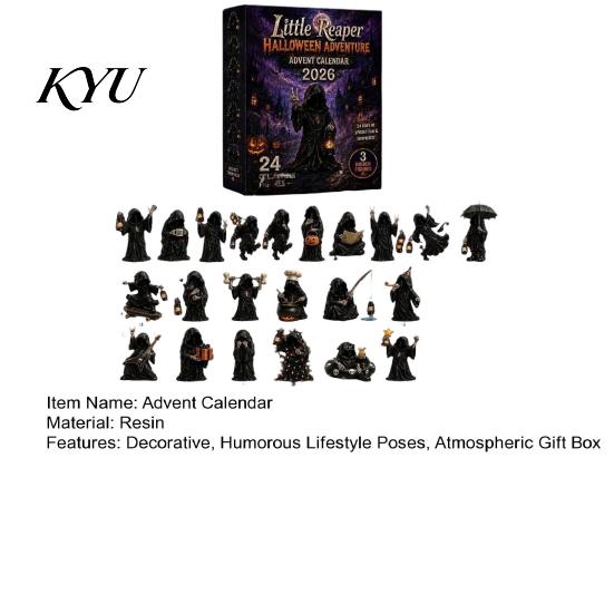 Creative Holiday Gift for Adults Halloween Advent Calendar, 24 Day Countdown Box with Witch Ghost Spooky Desktop Decorations Figurines, Collectible